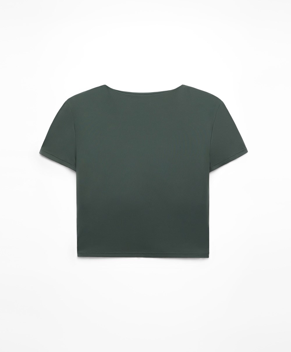 Oysho Comfortlux Rövid-sleeved T-shirt With Cups Zöld | TSLXAH-081