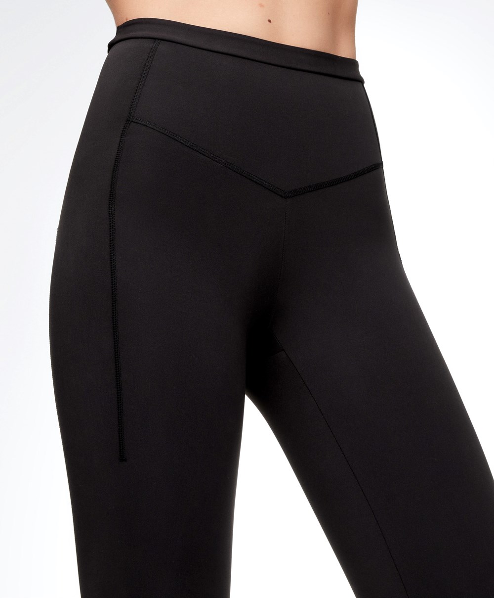 Oysho Compressive 65cm Futó Leggings With Zips Fekete | GCMSRE-792