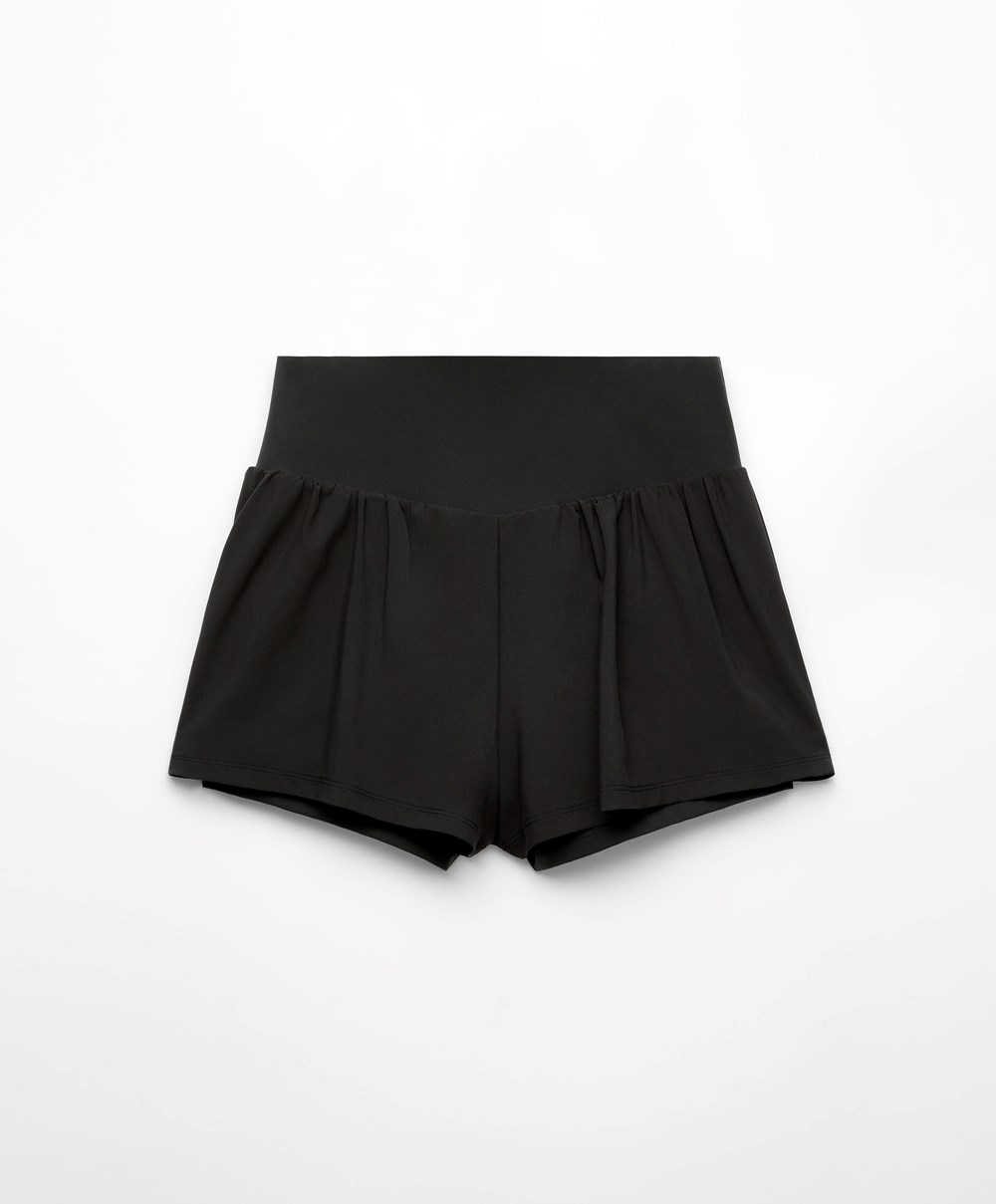 Oysho Compressive 7cm Shorts With Pocket Fekete | FJGOBM-860