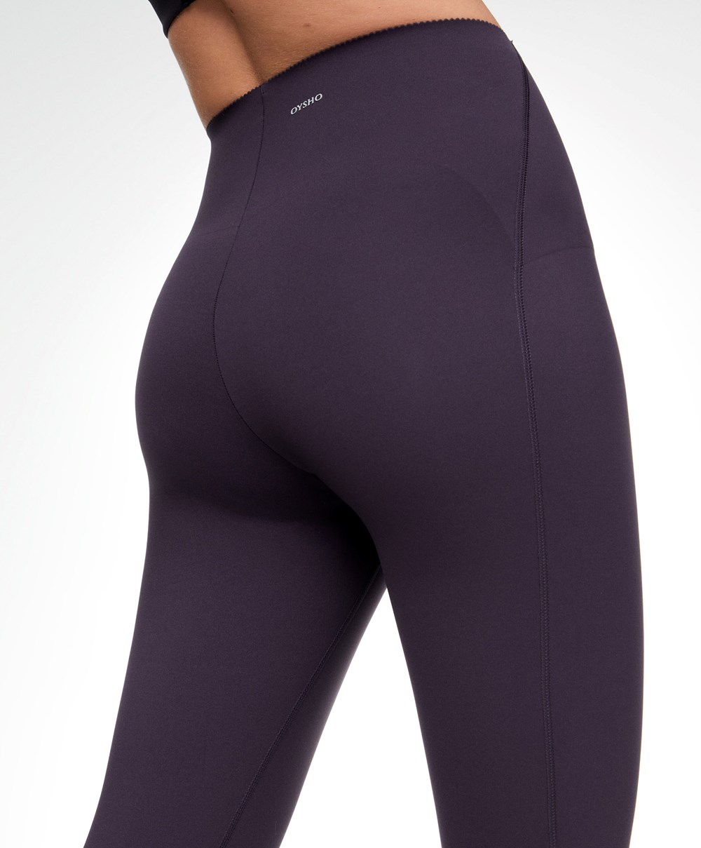 Oysho Compressive Core Control Ankle-length Leggings Sötétlila | AKNXRC-728