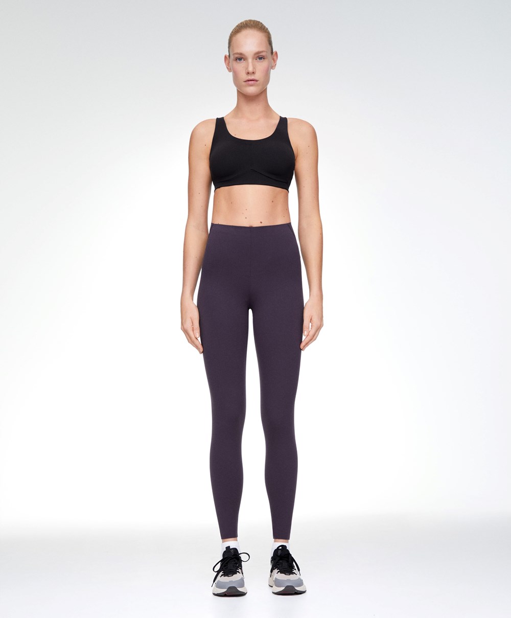 Oysho Compressive Core Control Ankle-length Leggings Sötétlila | AKNXRC-728