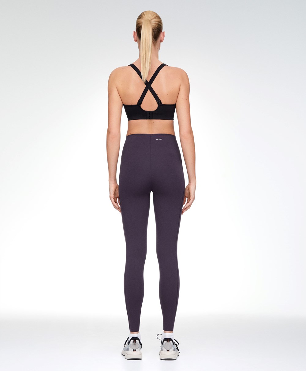 Oysho Compressive Core Control Ankle-length Leggings Sötétlila | AKNXRC-728