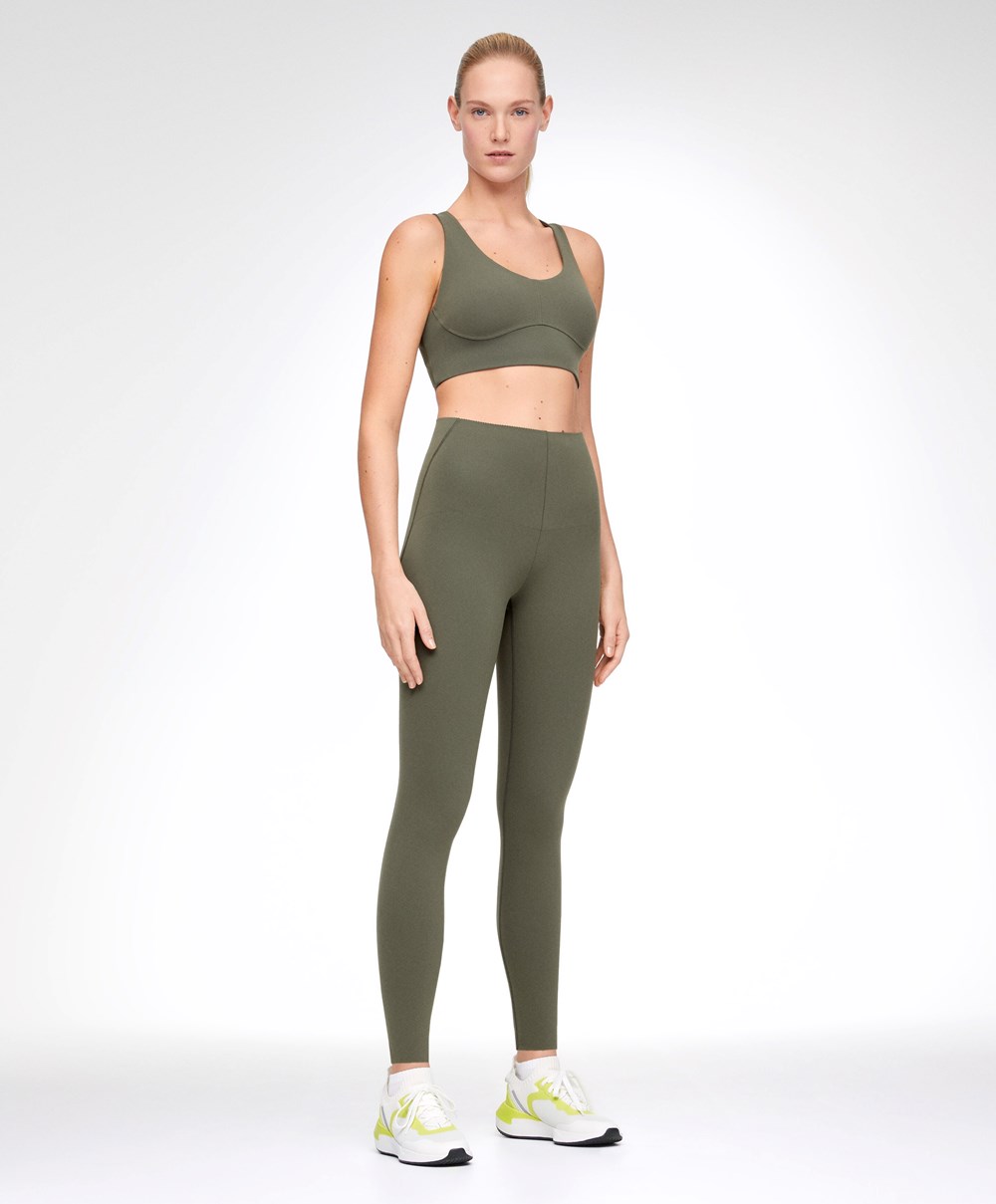 Oysho Compressive Core Control Ankle-length Leggings Sötétkhaki | WUJOMF-896