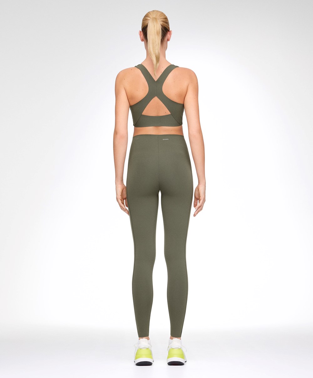 Oysho Compressive Core Control Ankle-length Leggings Sötétkhaki | WUJOMF-896