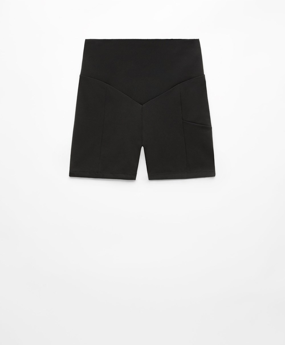 Oysho Compressive Pocket 10 Cm Hot Pant Fekete | RPFQTL-495