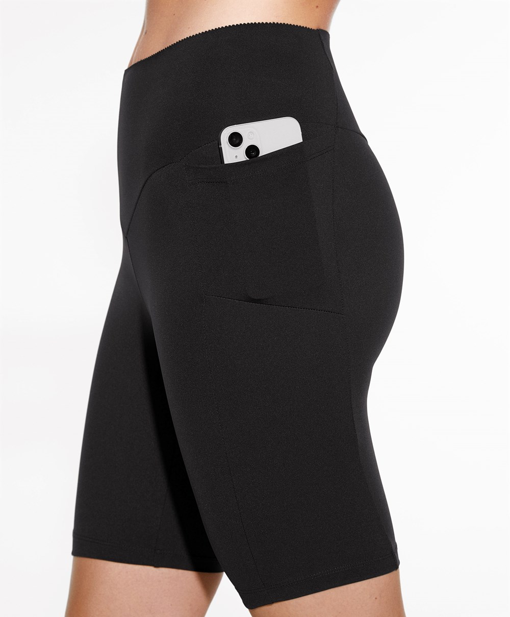 Oysho Compressive Pocket 20cm Cycle Leggings Fekete | DVUQGL-708