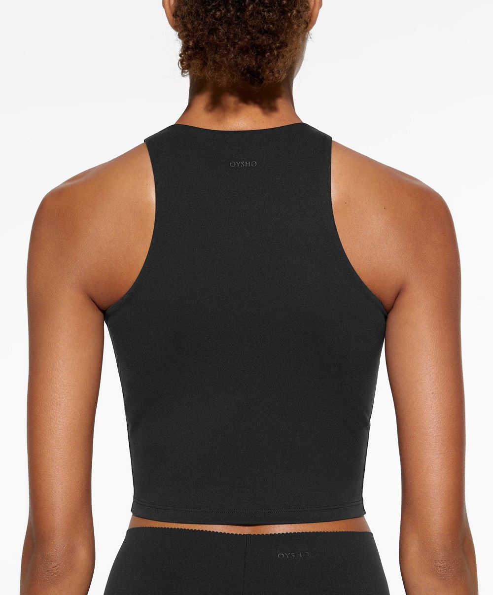 Oysho Compressive Tank Top Fekete | COBJFP-407