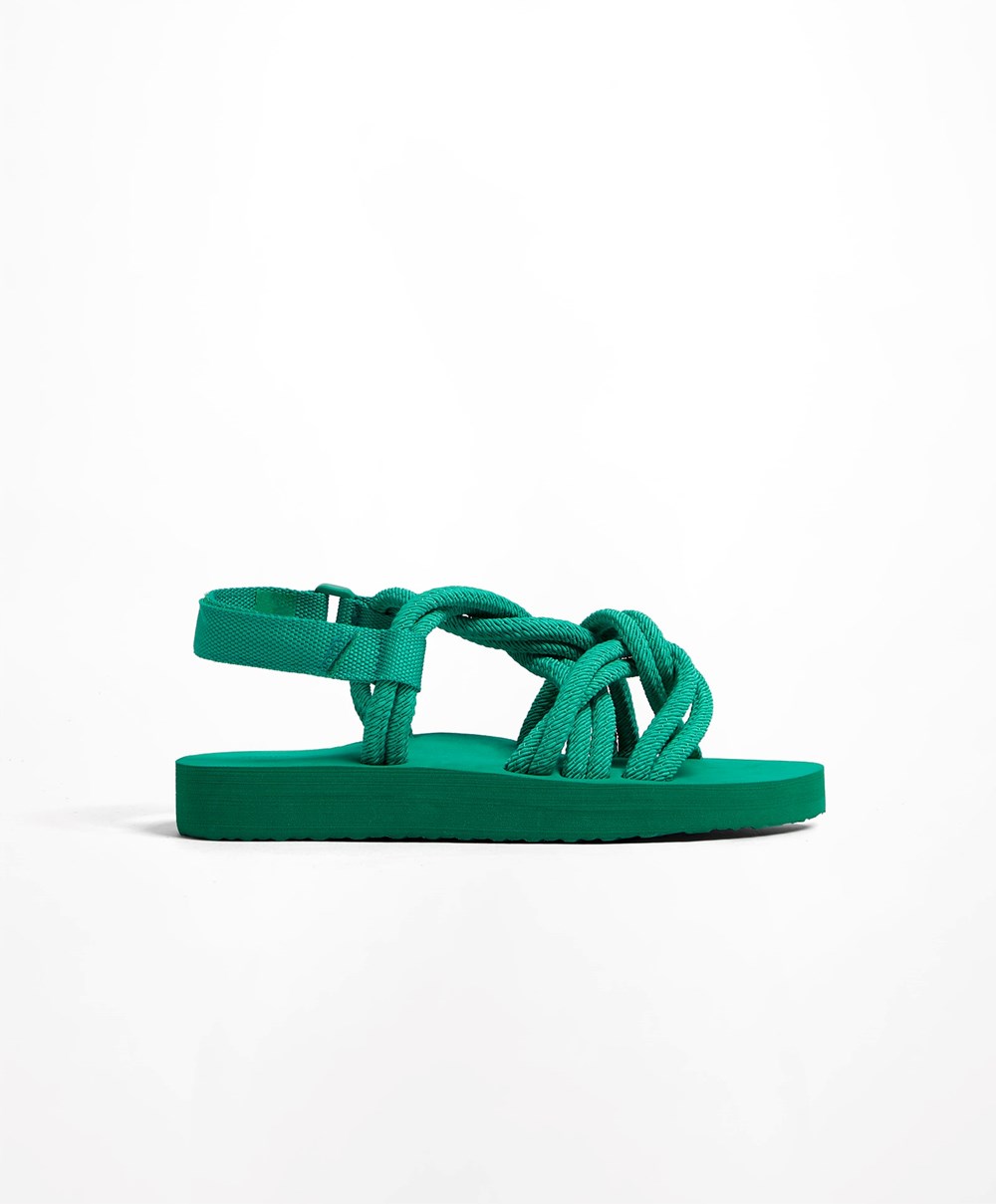 Oysho Cord Beachwear Platforms Zöld | CMRNYX-250