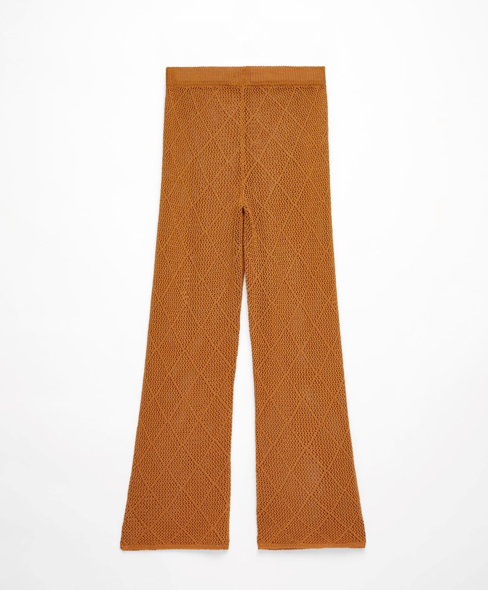 Oysho Crochet Cropped Trousers Honey | XAJTUK-028