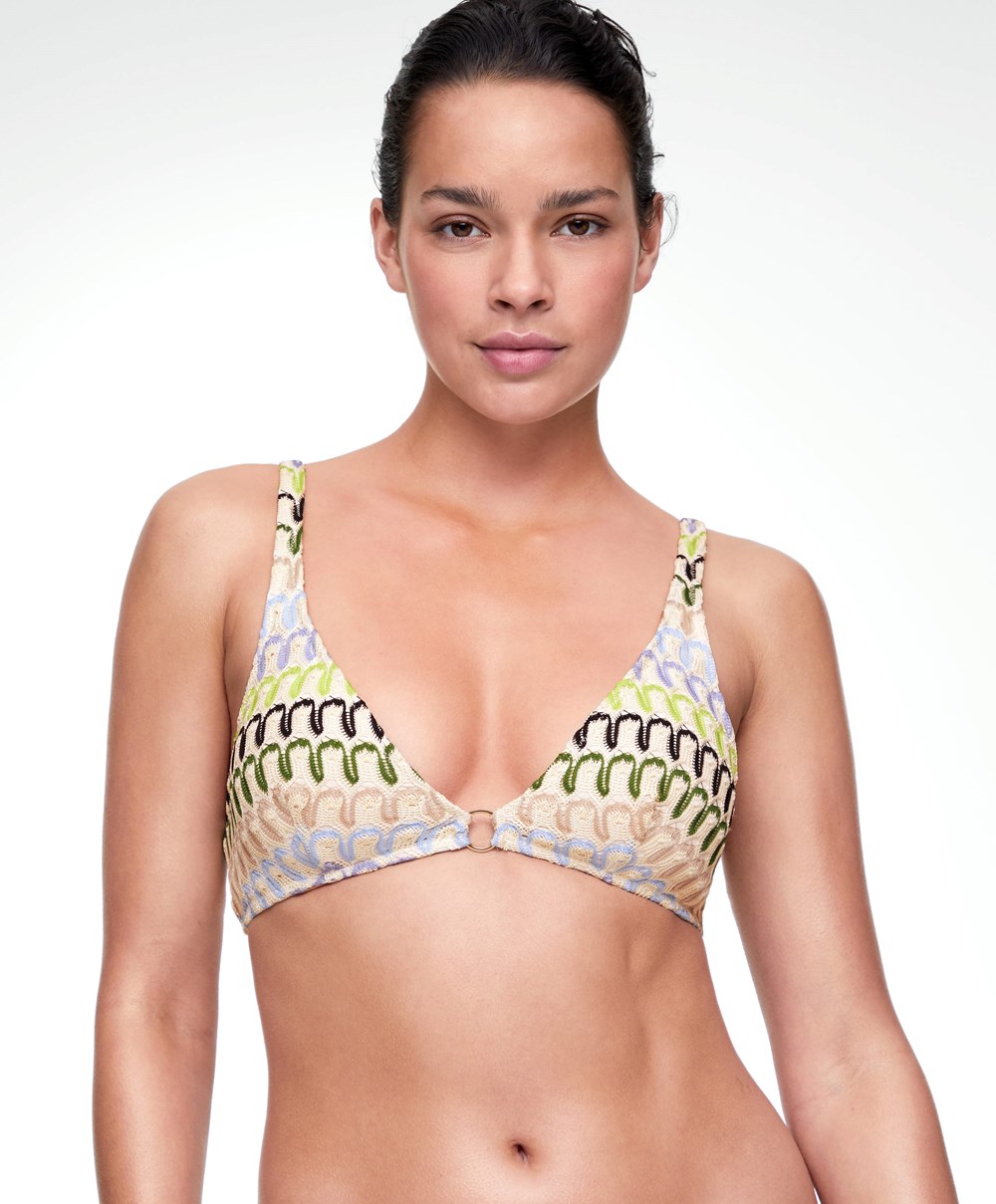 Oysho Crochet Halterneck Bikini Top Natural | PJASLY-405