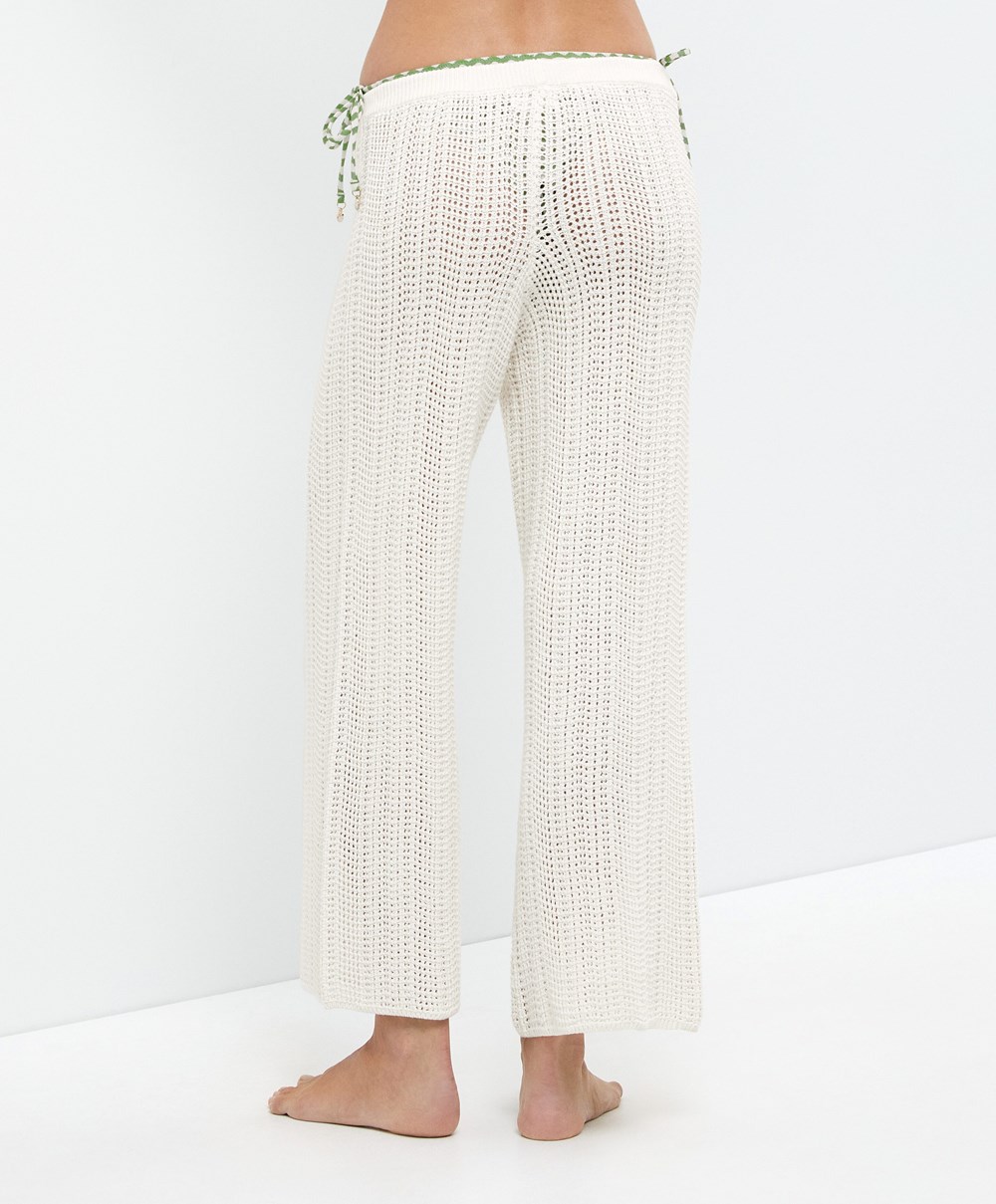 Oysho Crochet Trousers Bone Whte | HGSVDQ-064