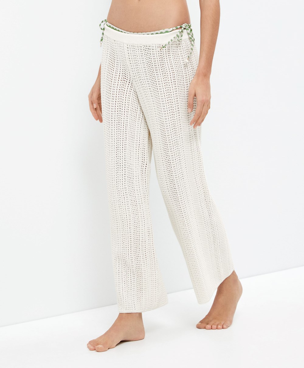 Oysho Crochet Trousers Bone Whte | ZHRVGS-860