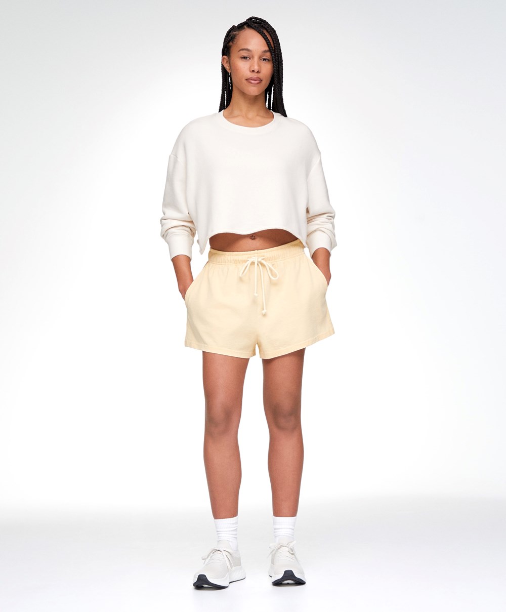 Oysho Cropped Pamut Sweatshirt Cream-white | UIEYBG-836