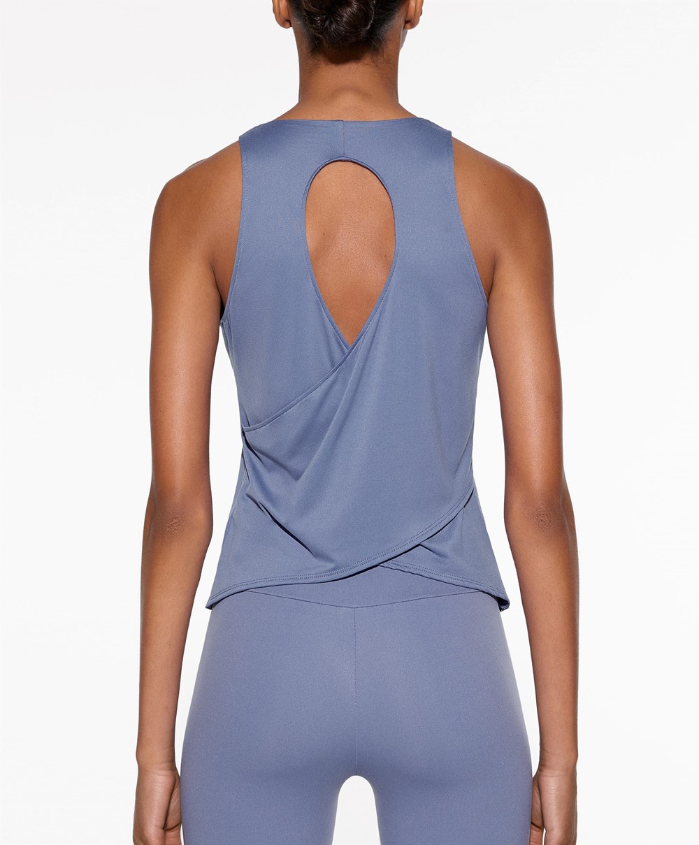 Oysho Cross-back Comfortlux T-shirt Mélykék | DXGMBO-634