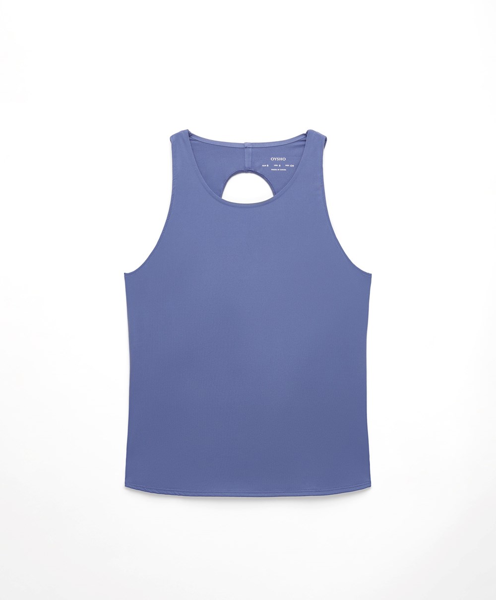 Oysho Cross-back Comfortlux T-shirt Mélykék | DXGMBO-634