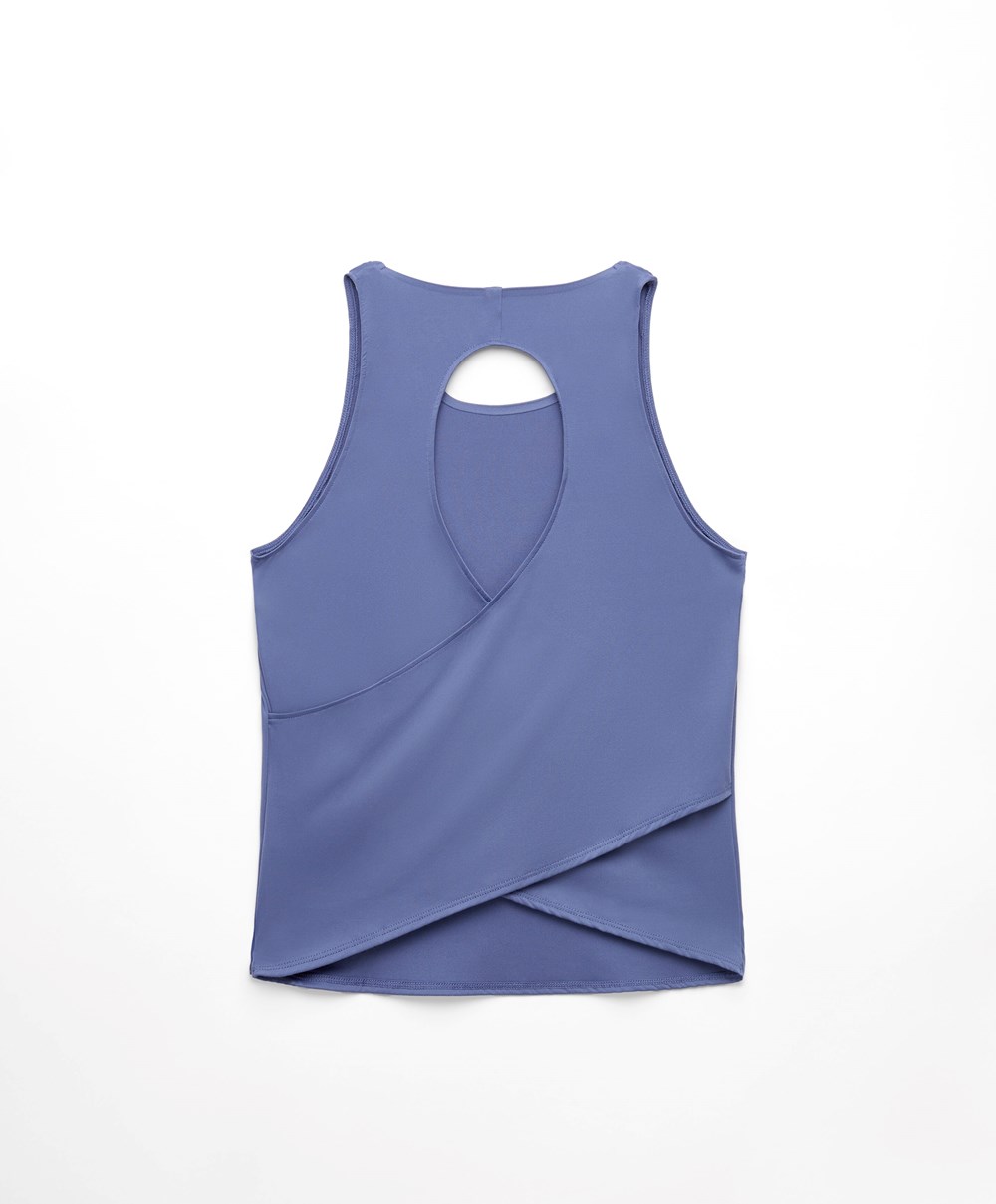 Oysho Cross-back Comfortlux T-shirt Mélykék | DXGMBO-634