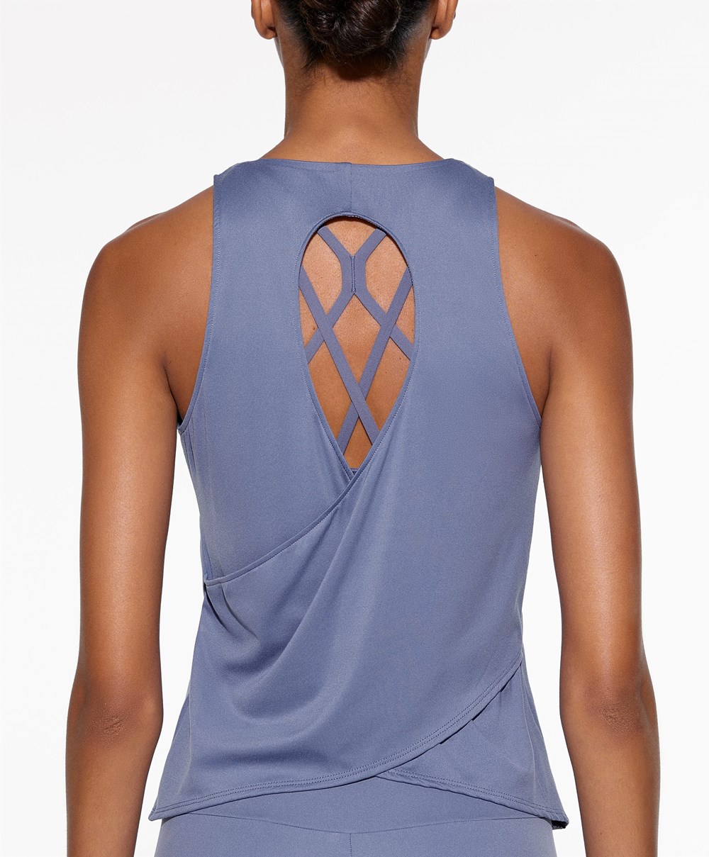 Oysho Cross-back Comfortlux T-shirt Mélykék | DXGMBO-634