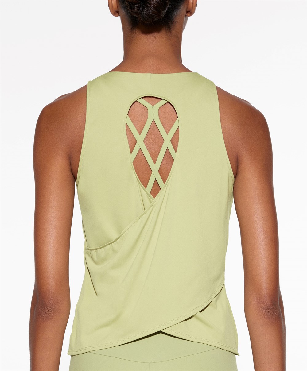 Oysho Cross-back Comfortlux T-shirt Zöld | IFHBPR-269