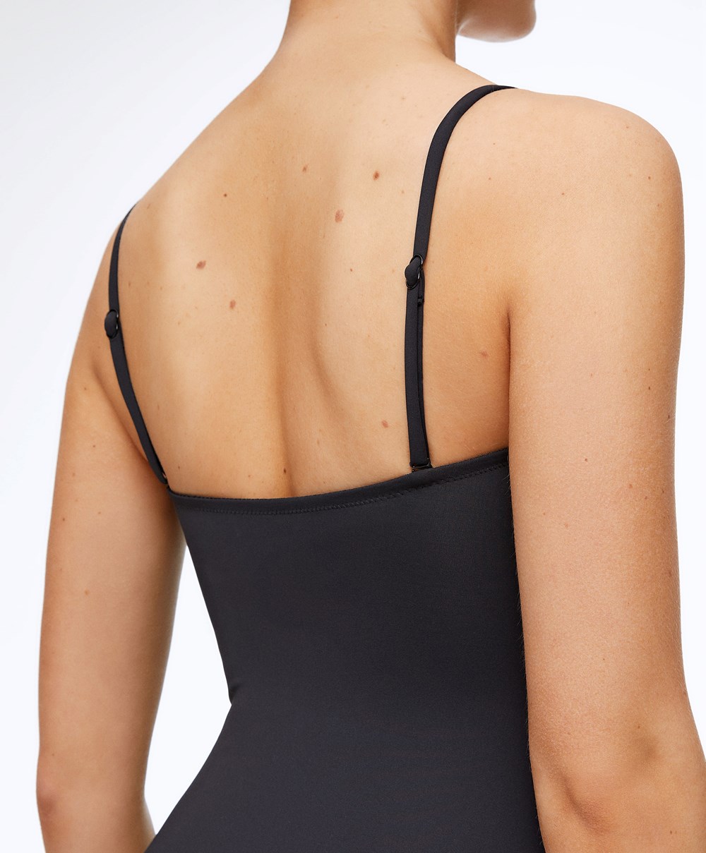 Oysho Crossover Neckline Swimsuit Fekete | BUMSDQ-458