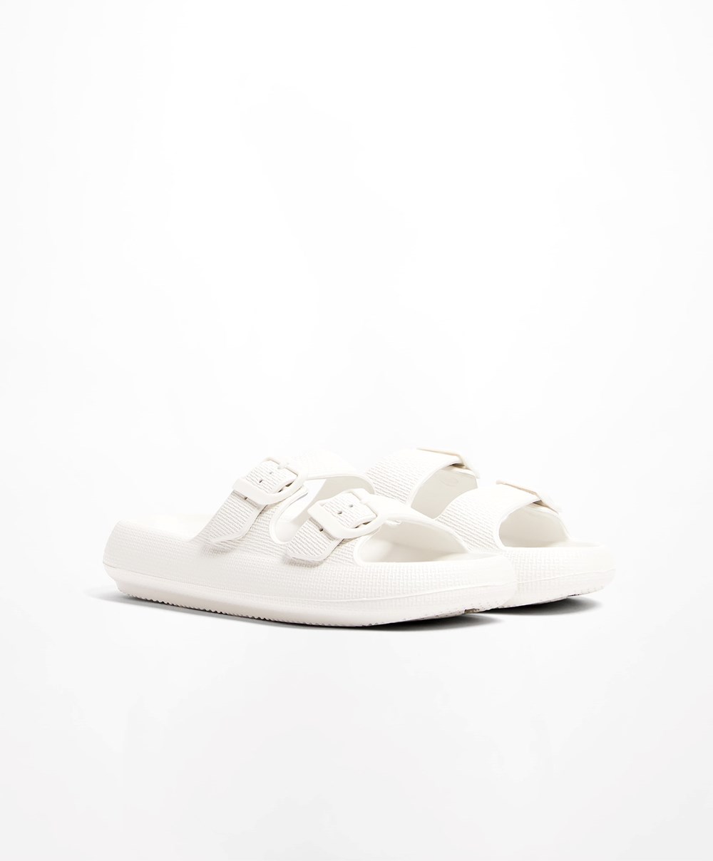 Oysho Csatos Moulded Beachwear Platforms Fehér | GSRJFX-982