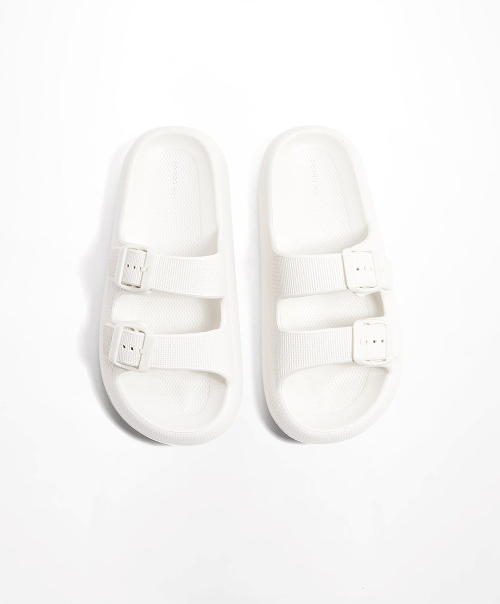 Oysho Csatos Moulded Beachwear Platforms Fehér | GSRJFX-982