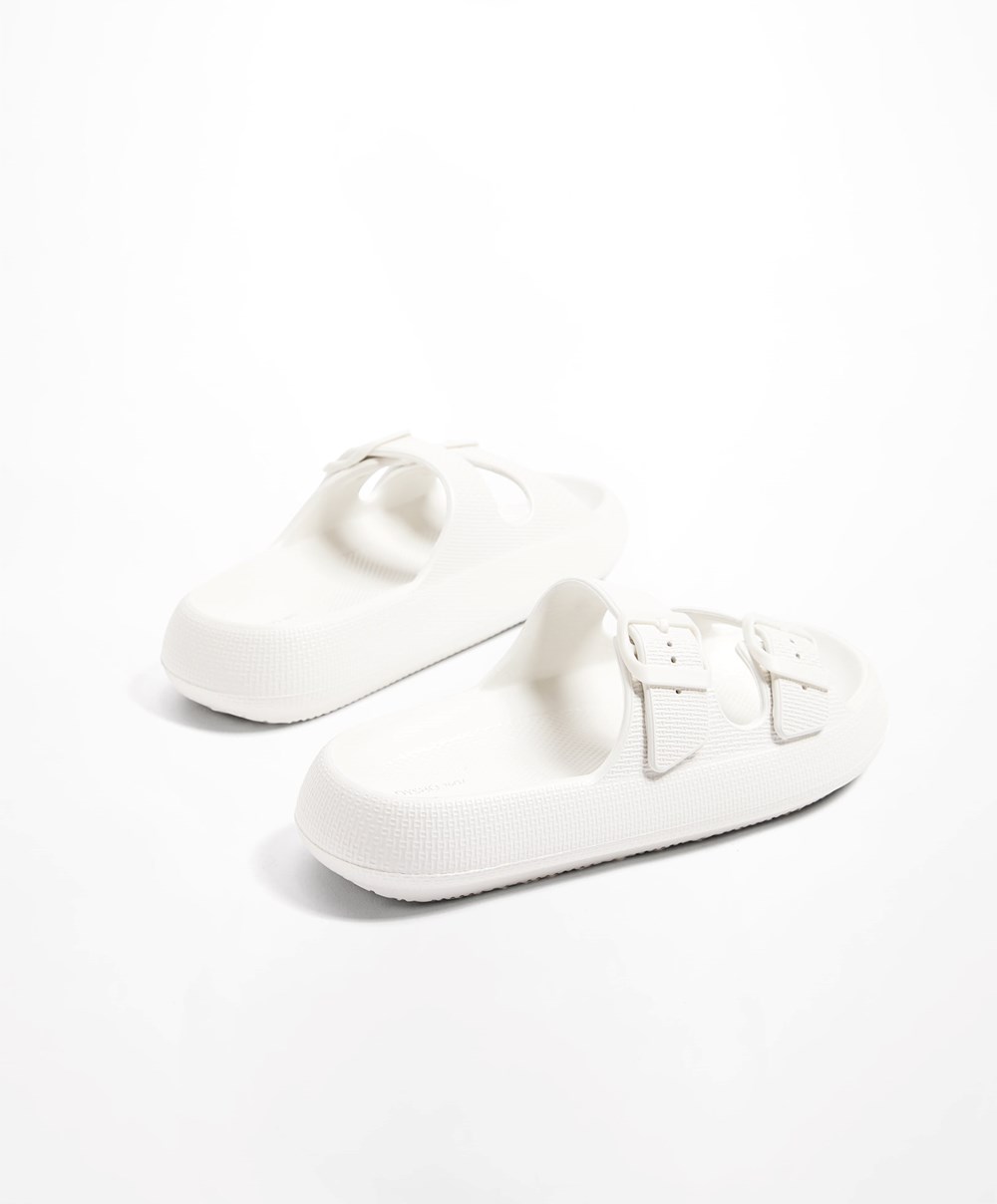 Oysho Csatos Moulded Beachwear Platforms Fehér | GSRJFX-982