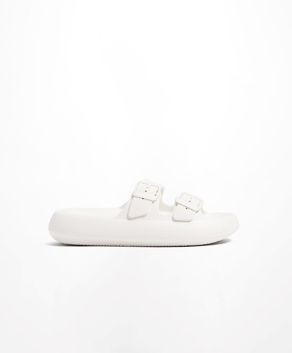 Oysho Csatos Moulded Beachwear Platforms Fehér | GSRJFX-982