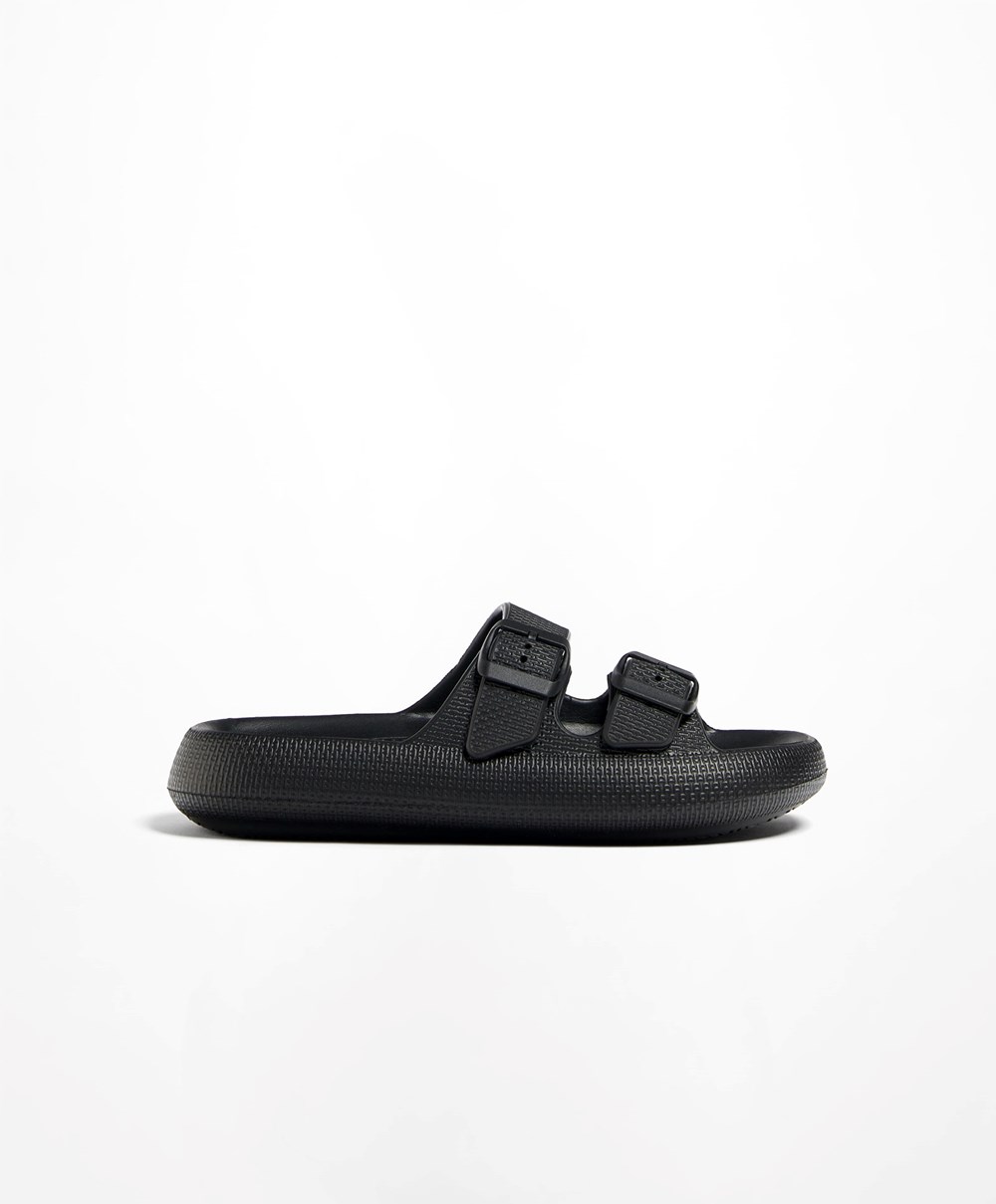 Oysho Csatos Moulded Beachwear Platforms Fekete | QTRYUO-214