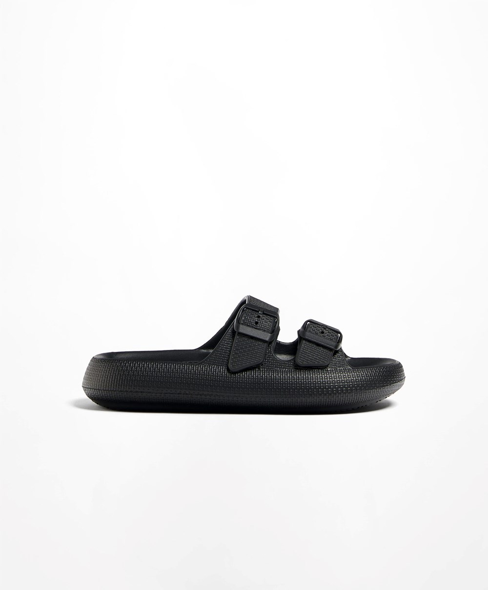 Oysho Csatos Moulded Beachwear Platforms Fekete | TDYCSN-157