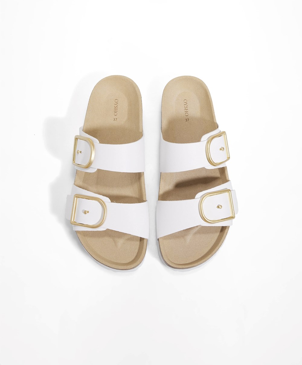 Oysho Csatos Sandals Fehér | MKYROL-817