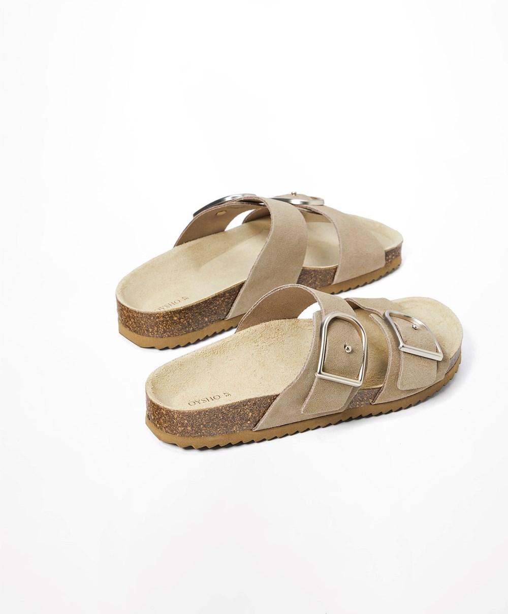 Oysho Csatos Sandals Sand | FXKMQS-528