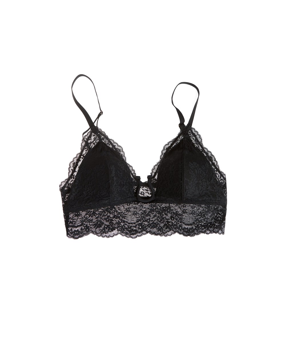 Oysho Csipke Bralette Fekete | AQBFLW-078