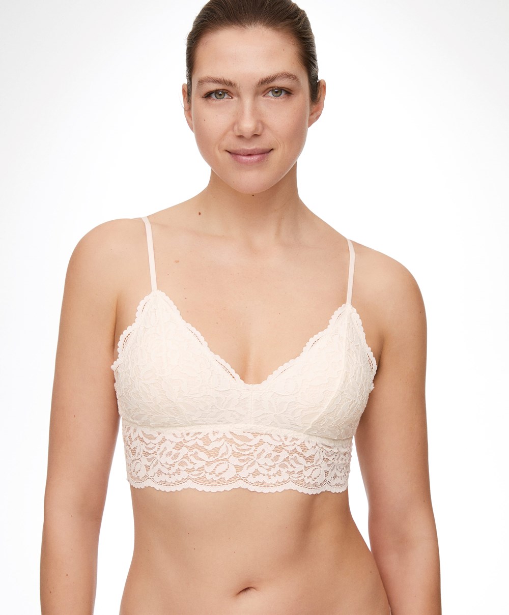 Oysho Csipke Bralette Pale Ecru | WIHSZY-590