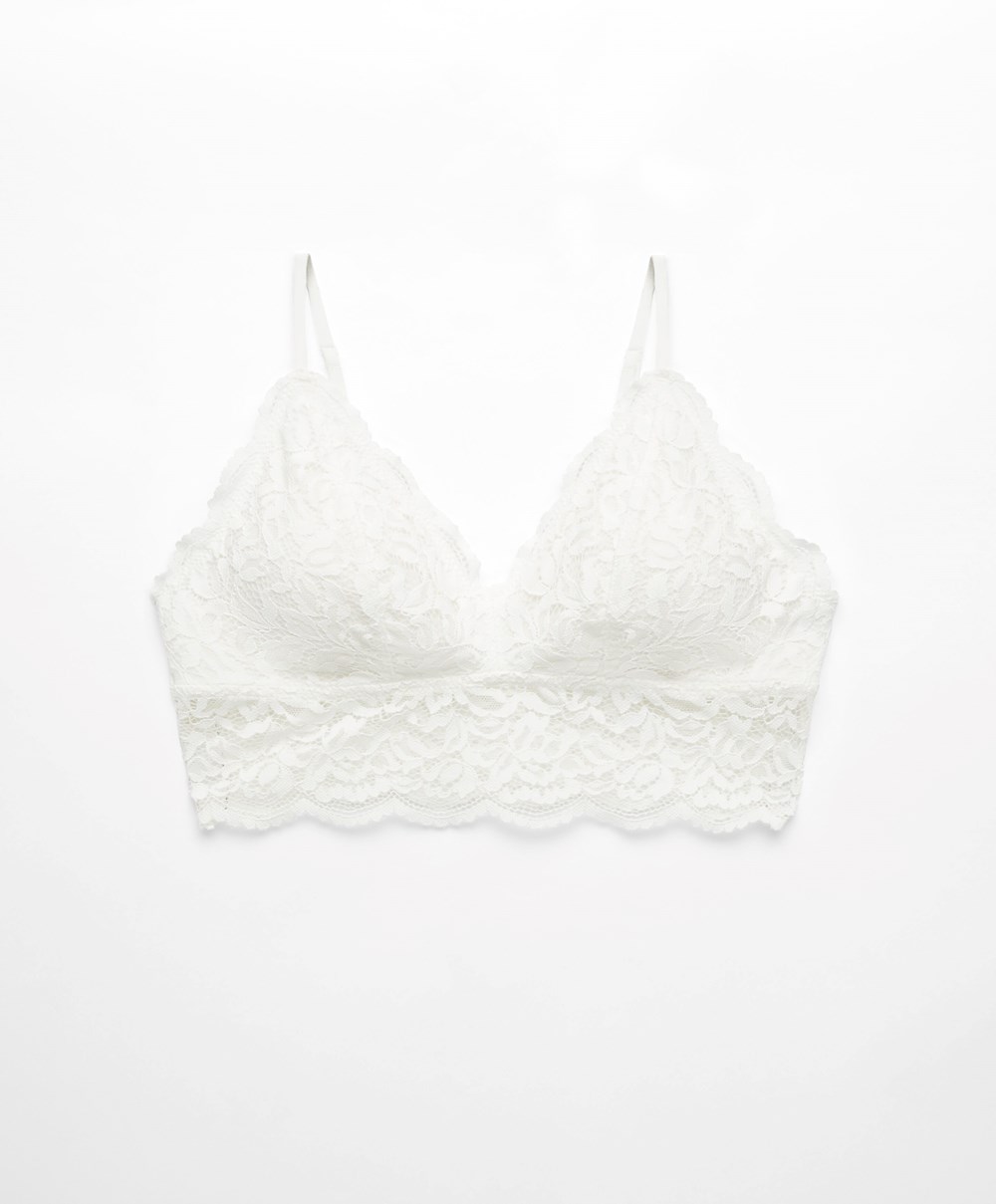 Oysho Csipke Bralette Pale Ecru | WIHSZY-590