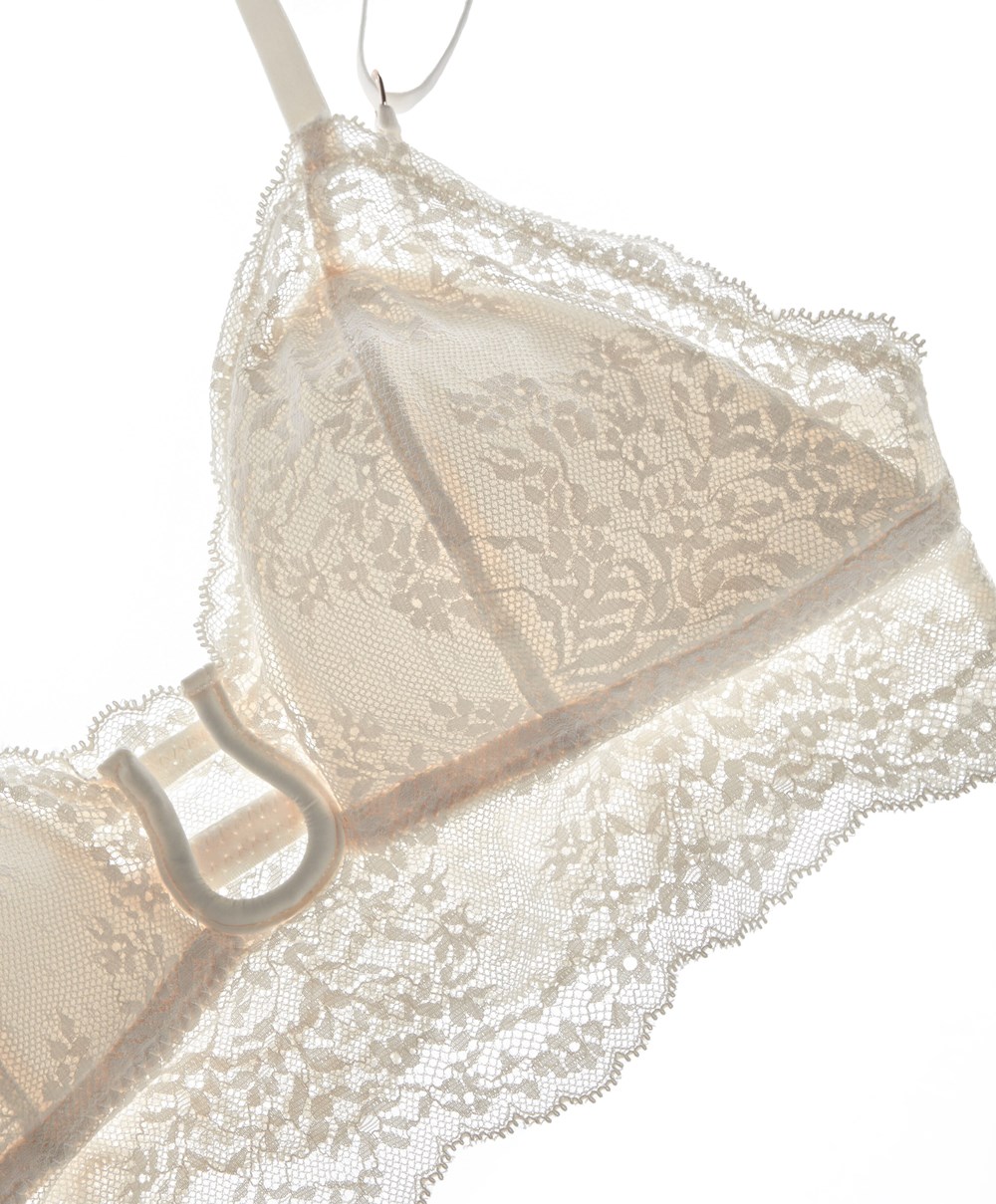 Oysho Csipke Bralette Pink-ecru | CLNFBE-956