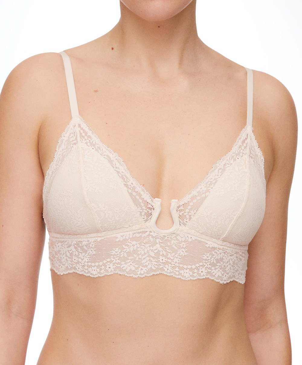 Oysho Csipke Bralette Pink-ecru | CLNFBE-956