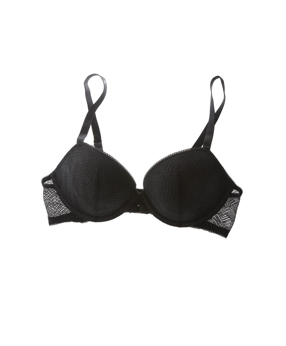 Oysho Csipke Classic Push-up Bra Fekete | YRJZCO-948