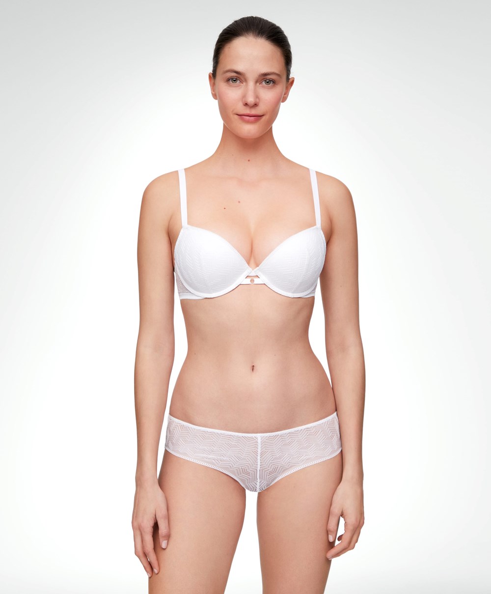 Oysho Csipke Classic Push-up Bra Pale Ecru | AQNXLR-468