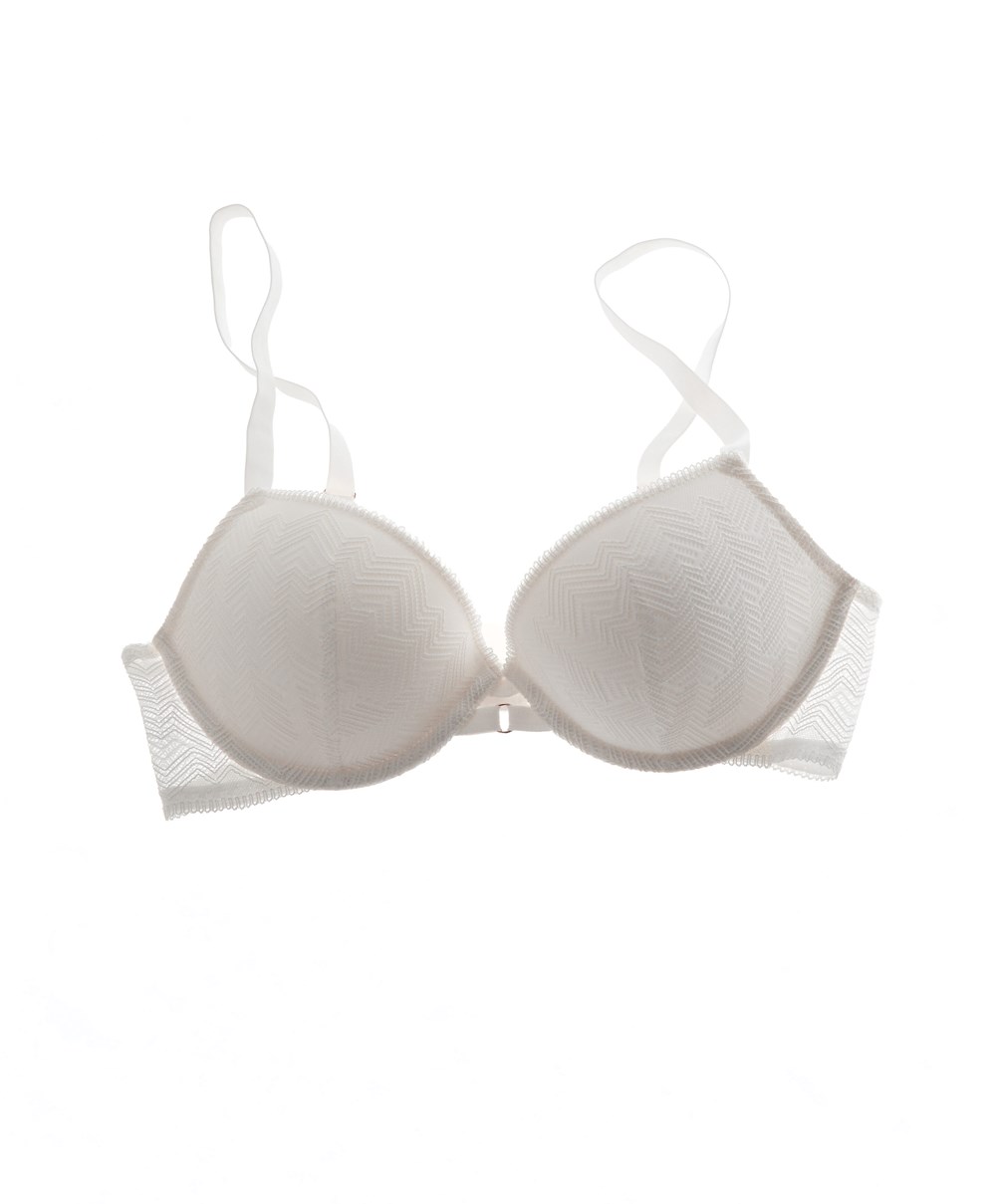 Oysho Csipke Classic Push-up Bra Pale Ecru | AQNXLR-468