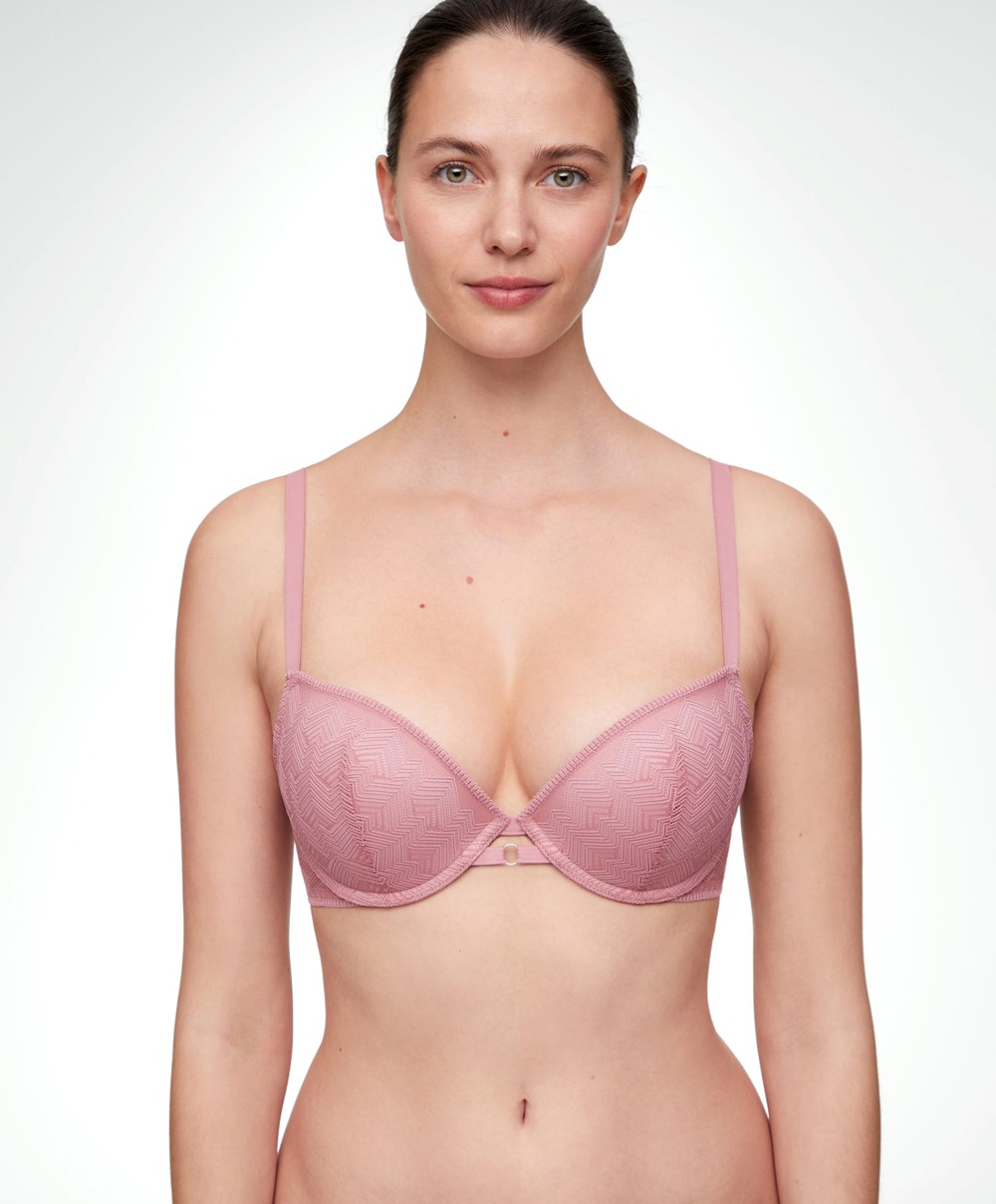 Oysho Csipke Classic Push-up Bra Sötét | WAXVRC-873