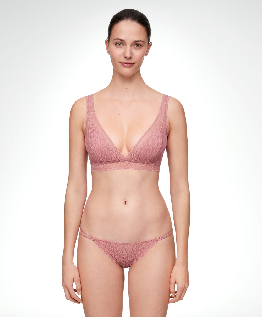 Oysho Csipke Triangle Bra Sötét | KWRAXZ-670