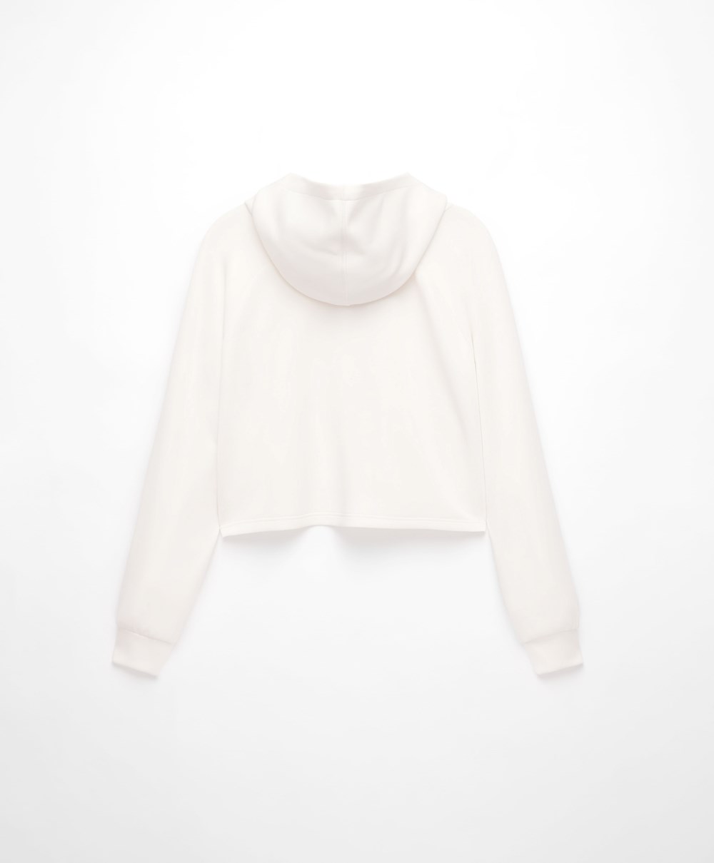 Oysho Csipke-up Modal Sweatshirt Cream-white | AYDPRL-205