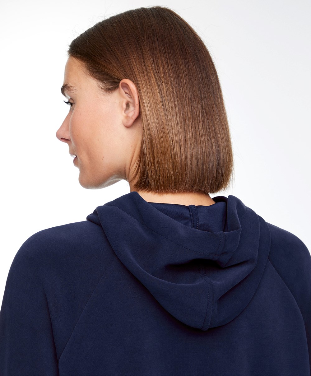 Oysho Csipke-up Modal Sweatshirt Sötétkék Kék | NLYPKB-340