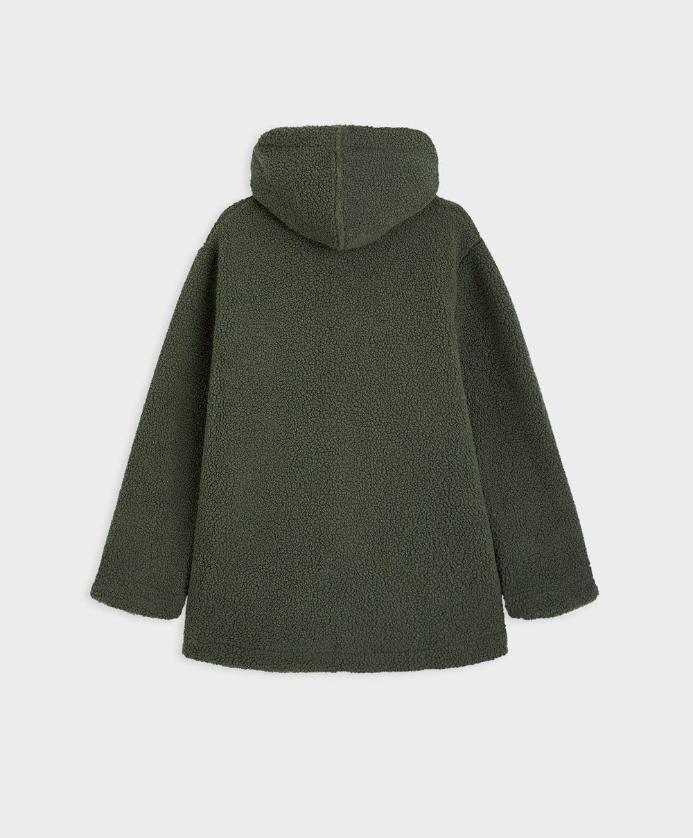 Oysho Csuklyás Fleece Jacket Khaki | JEMQAC-807