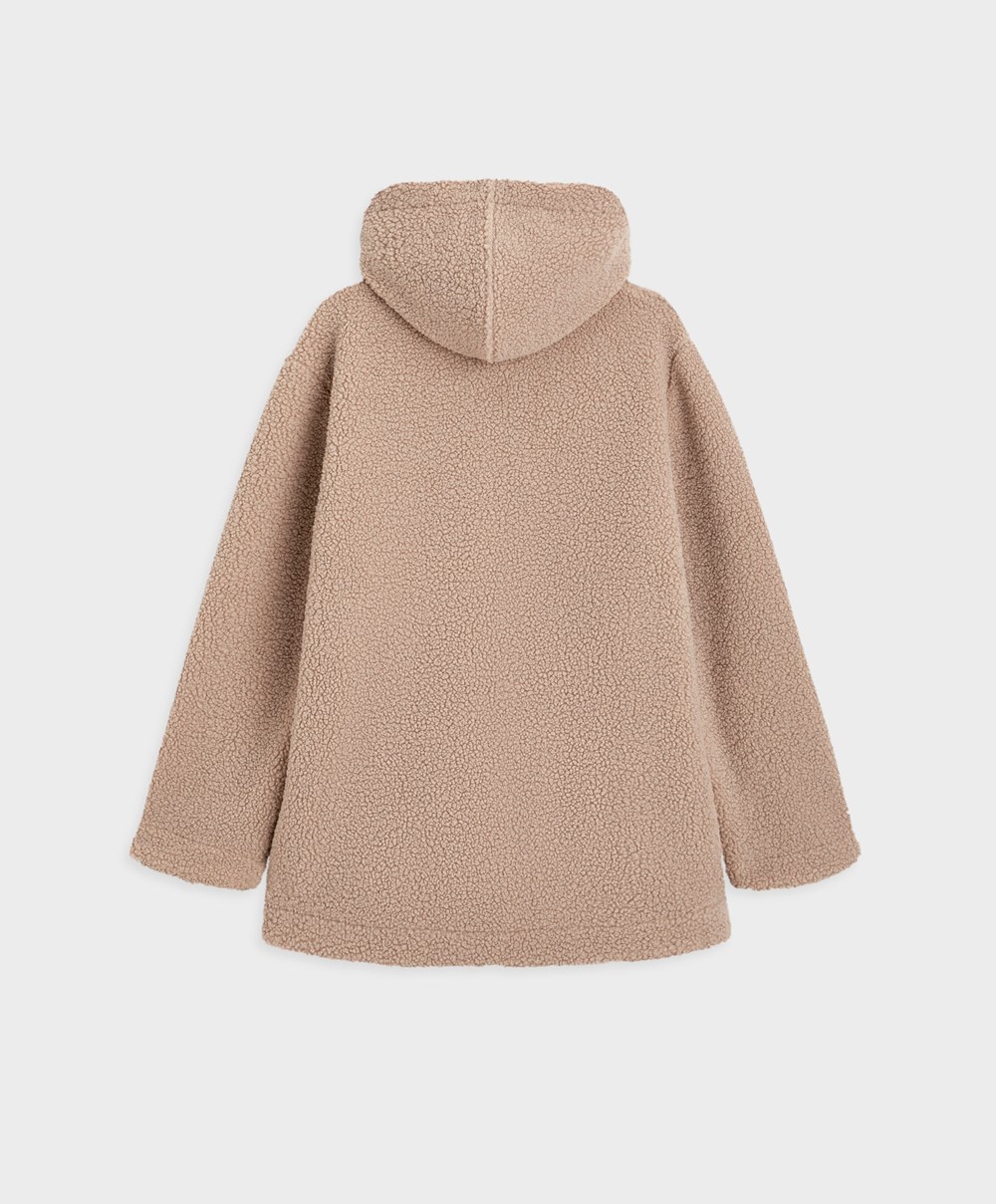 Oysho Csuklyás Fleece Jacket Soft Mink | SPUGZX-452