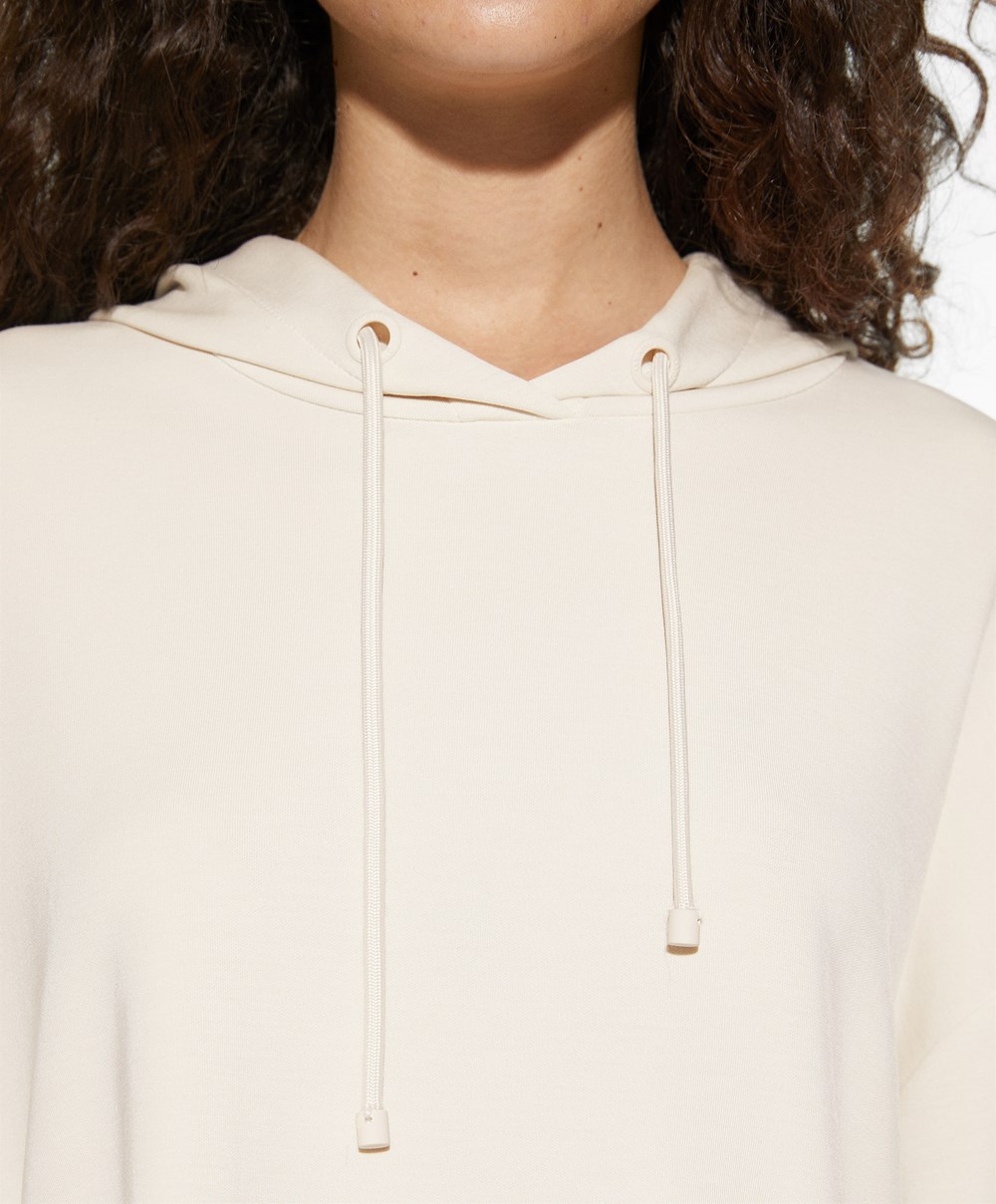 Oysho Csuklyás Modal Crop Sweatshirt Stone | CRZEFO-289