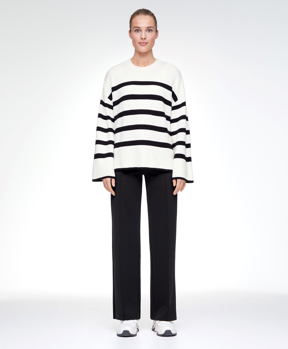 Oysho Csíkos Knit Jumper Fekete | HCBEMZ-893