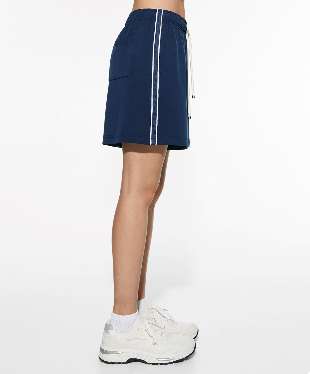 Oysho Csíkos Soft Touch Modal Bermuda Shorts Sötétkék Kék | NDSMOU-276