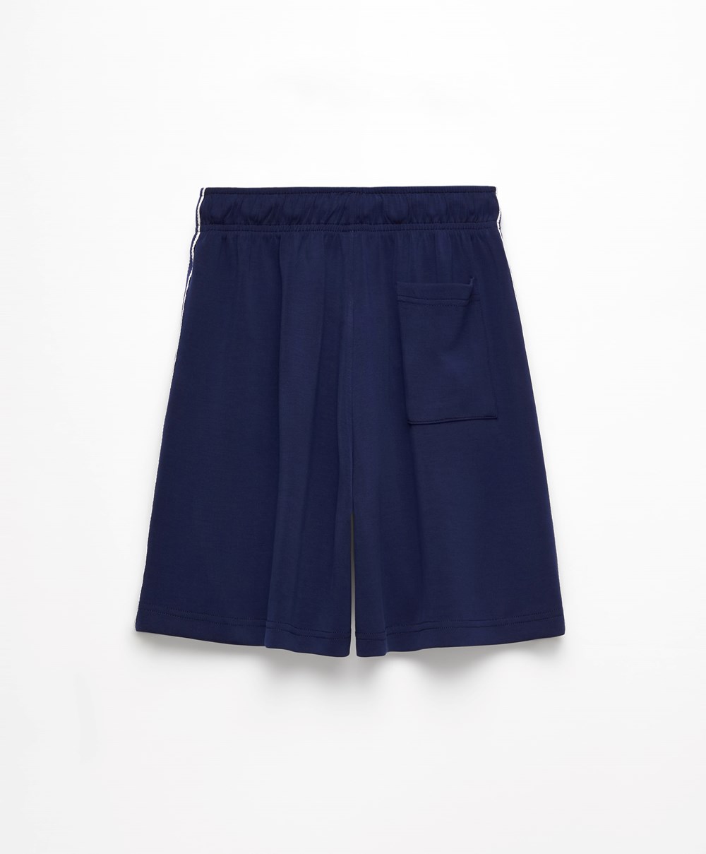 Oysho Csíkos Soft Touch Modal Bermuda Shorts Sötétkék Kék | NDSMOU-276