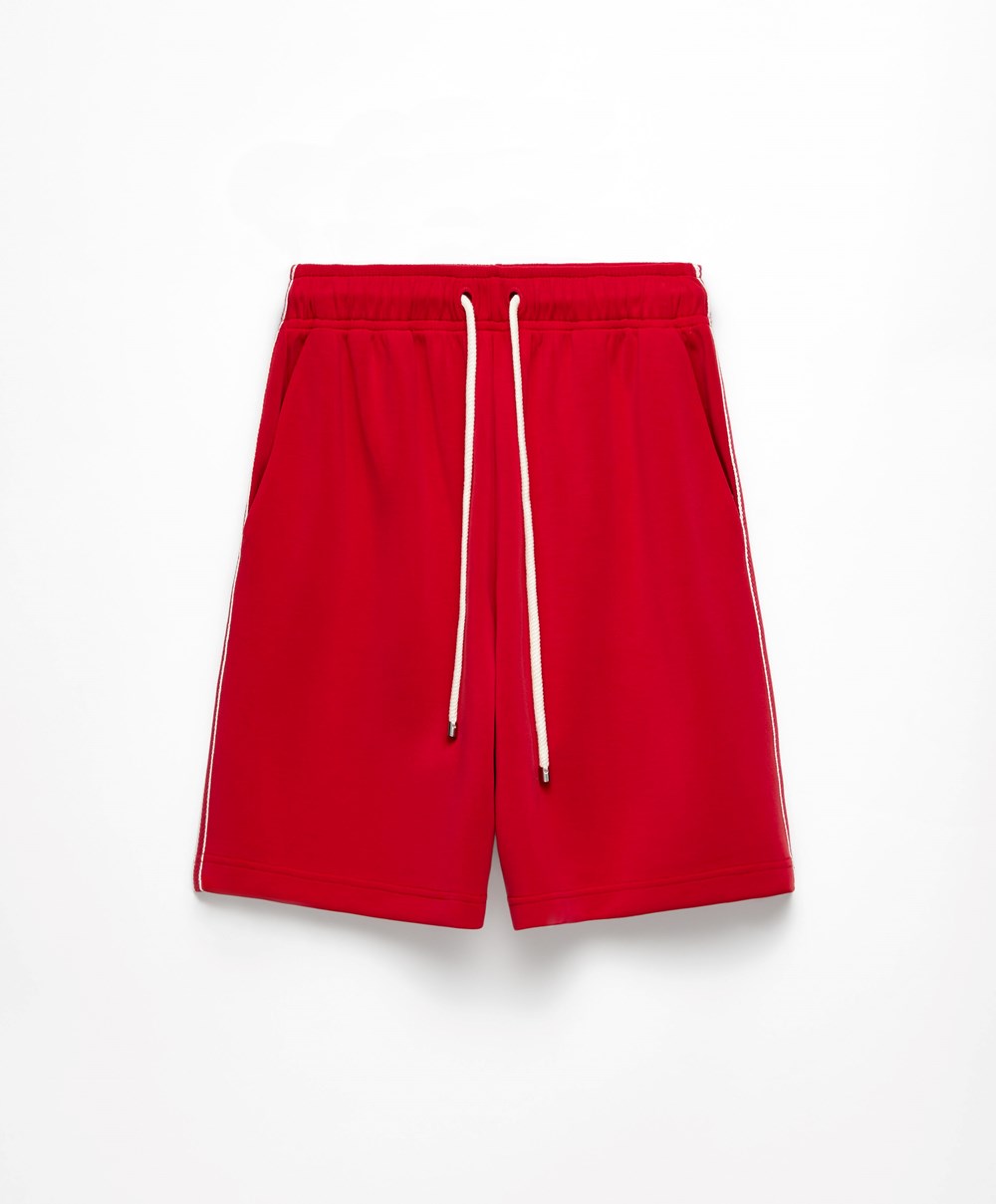 Oysho Csíkos Soft Touch Modal Bermuda Shorts Piros | RLWJXC-693